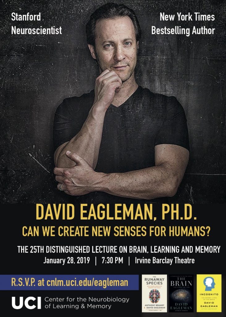 25th Distinguished Lecture on Brain, Learning, and Memory with David Eagleman Flyer