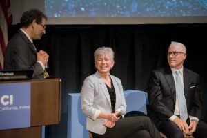 Exploring humanity’s final frontier - image of Steven Goldstein interviewing Aileen Anderson and Frank LaFerla