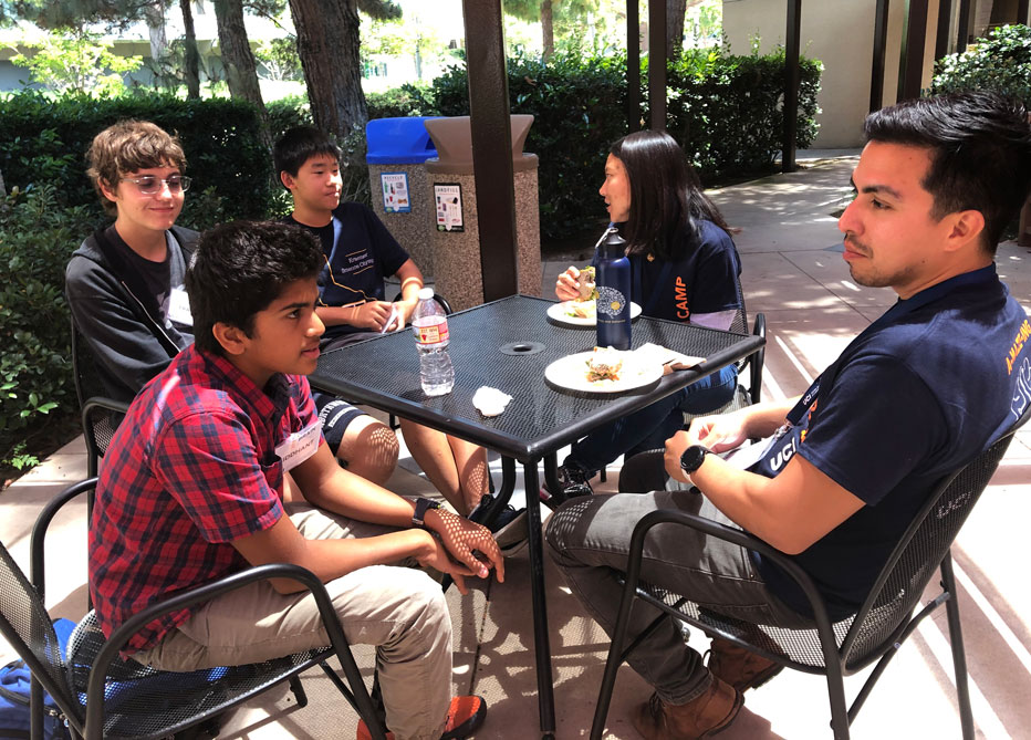 UCI Brain Camp Student Selected to Present Research at International Conference - image of Siddhant Karmali at lunch in UCI Brain Camp