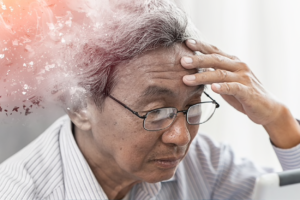 Dementia Diagnoses Lag in Ethnic and Racial Groups - abstract image of older man thinking while brain fades