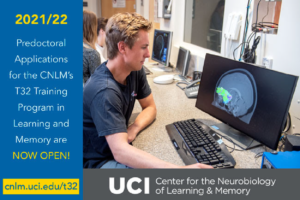 CNLM T32 in Learning and Memory nominations due May 14! -image of neuroscience student viewing imaging