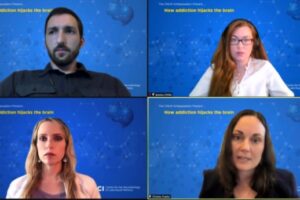 CNLM Ambassadors Host Panel Discussion on “How addiction hijacks the brain: what animal models can tell us about the neurobiology of drugs of abuse” - panel pictured discussing over a Zoom call