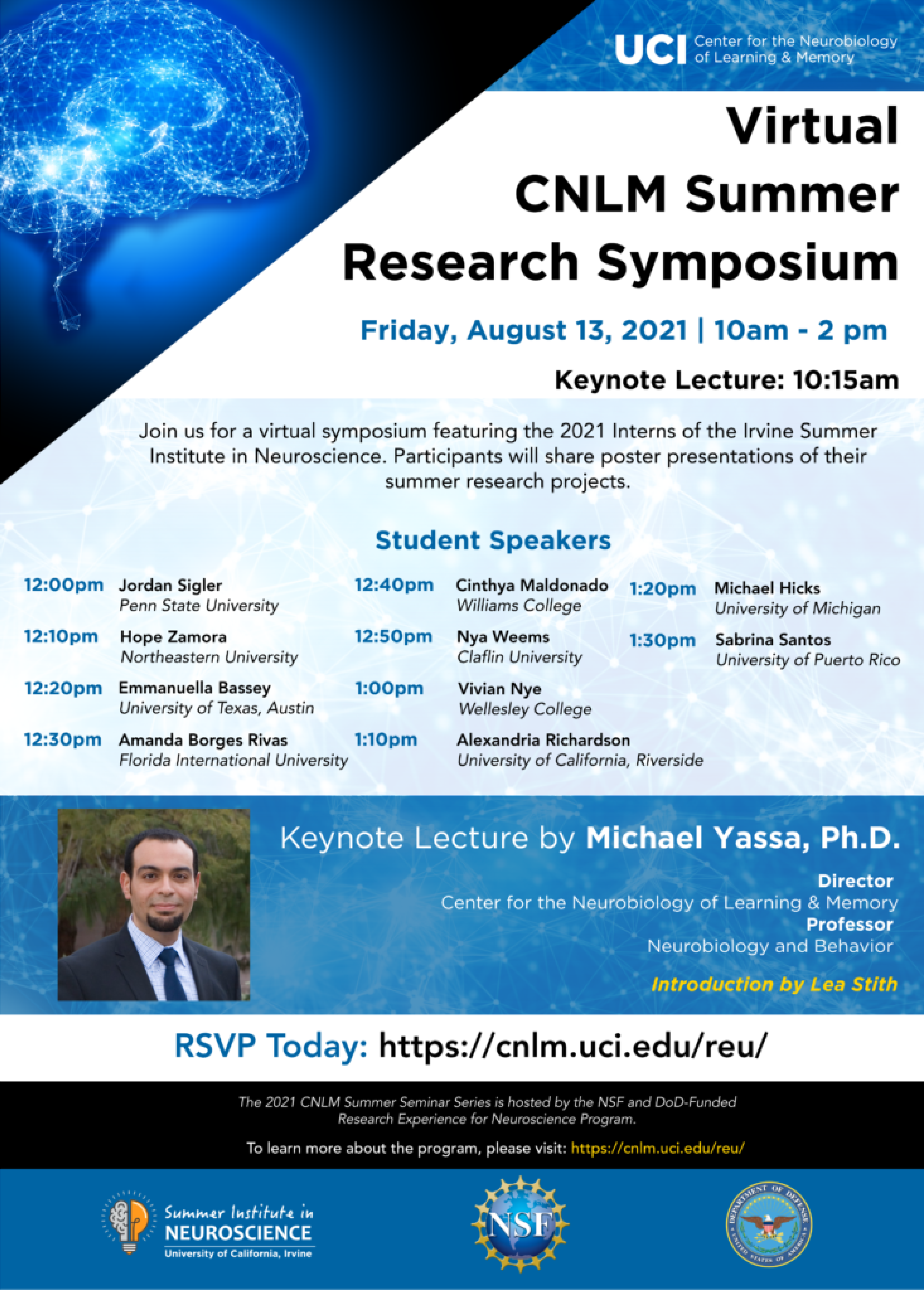 Virtual CNLM Summer Research Symposium -UCI Brain Research, Current Research in Neuroscience