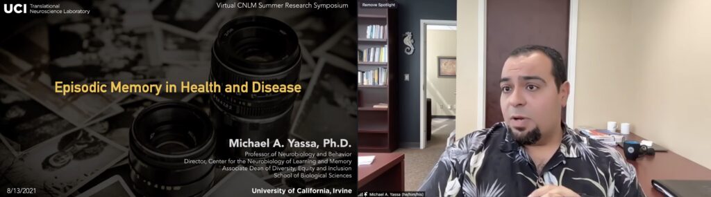 2021 Irvine Summer Institute in Neuroscience - image of Neuroscience expert Michael Yassa giving zoom presentation