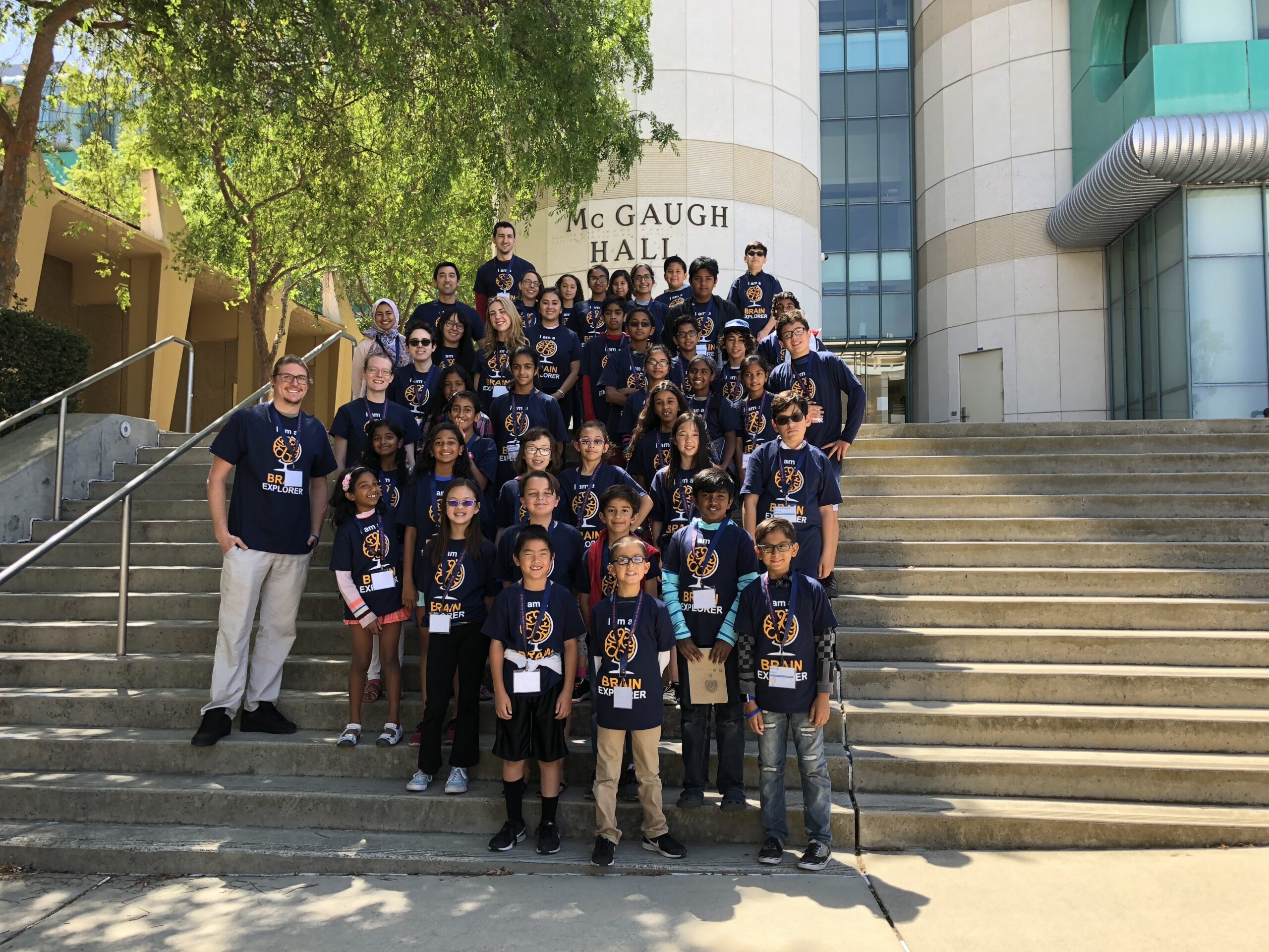 CNLM Earns University Designation as an Organized Research Unit - image of Brain Explorer Academy Students in front of McGaugh Hall