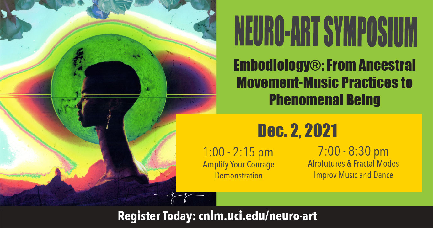 Neuro-Art Symposium Embodiology: From Ancestral Movement-Music Practices to Phenomenal Being - abstract image of elongated woman in front of planet