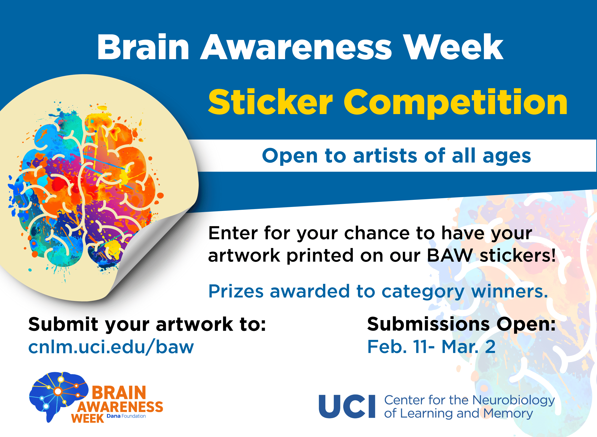 Brain Awareness Week Sticker Competition Open - Image of sticker with human brain