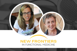 The Role of the Downstate for Sleep, Restoration and Longevity Podcast with Sara Mednick - New Frontiers In Functional Medicine Podcast graphic with Sara Mednick and Kara Fitzgerald