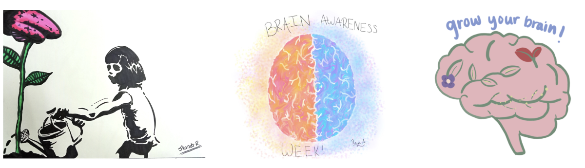 2022 Brain Awareness Week Sticker Competition - Image of 9 stickers with themes of Brains Memory, Learning and Memory, Neuroscience
