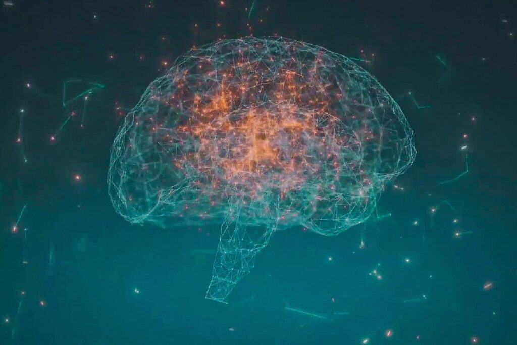Feeling forgetful? How stress may impact memory- abstract image of brain with glowing neurons