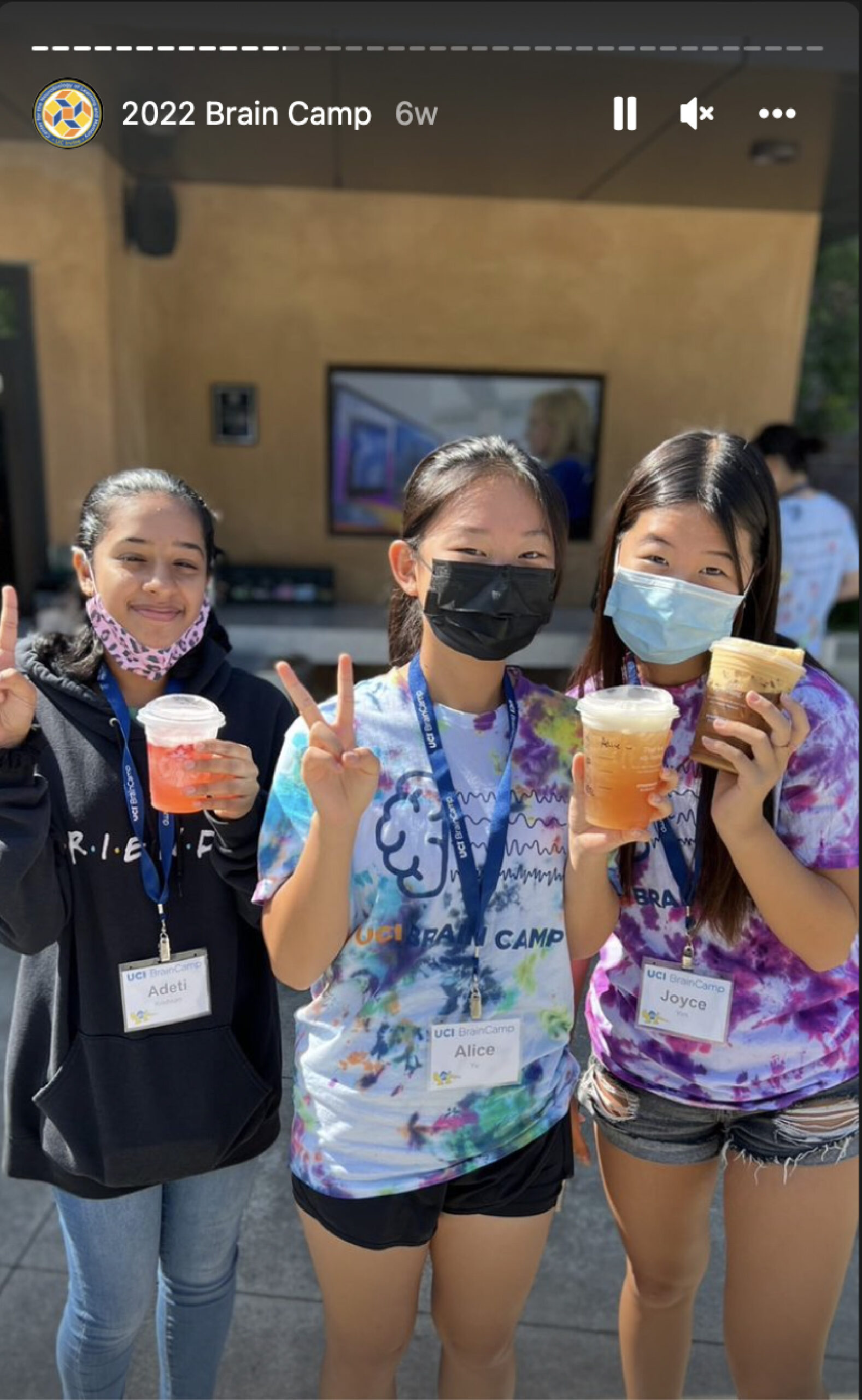 UCI Brain Camp students enjoy Starbucks outside