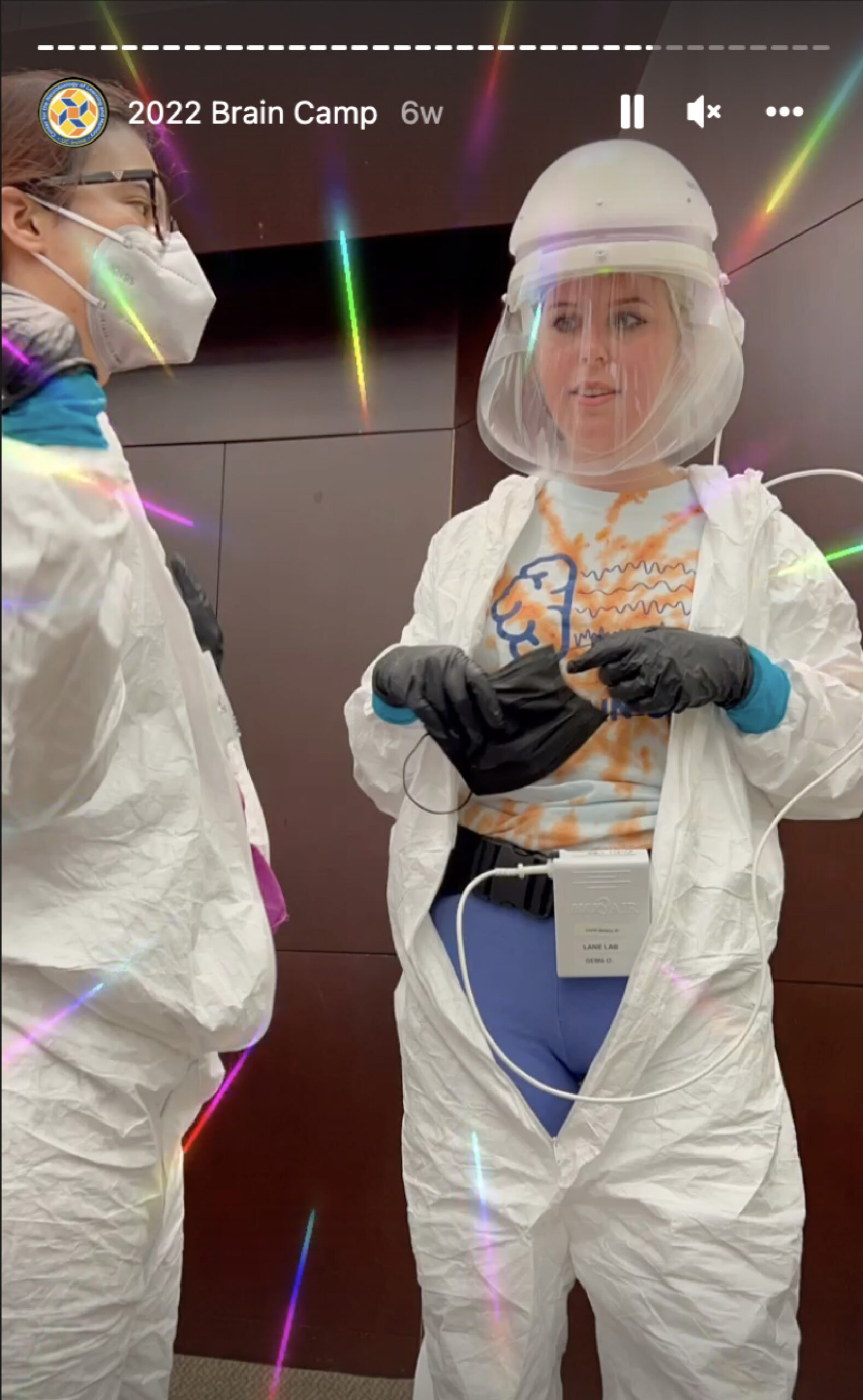 UCI Brain Camp student suits up to participate in hands-on workshop experience