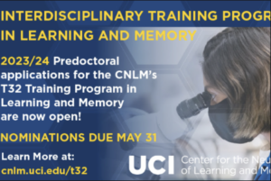 Call for nominations: CNLM T32 in Learning and Memory