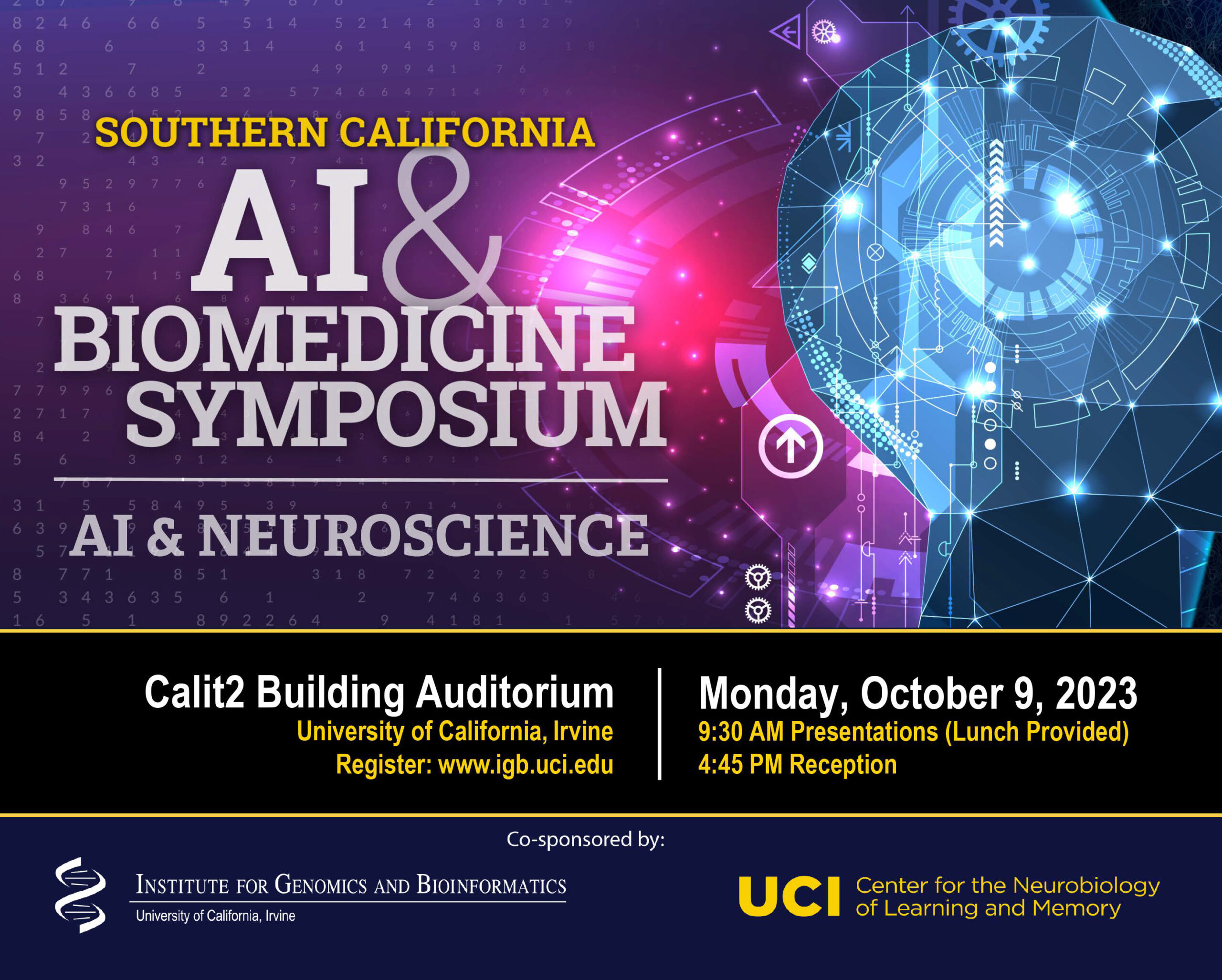 AI and Biomedicine symposium -- Monday, October 9, 2023