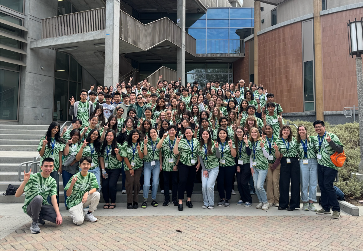 Brain Bee 2025 Ambassadors and Students in front of ALP with Zot signs