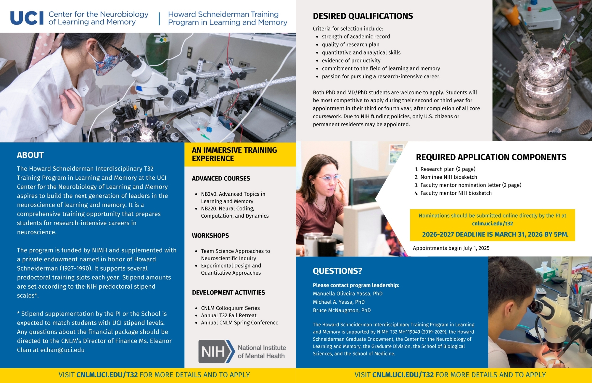 Howard Schneiderman Training Program Flyer Howard Schneiderman Training Program Flyer